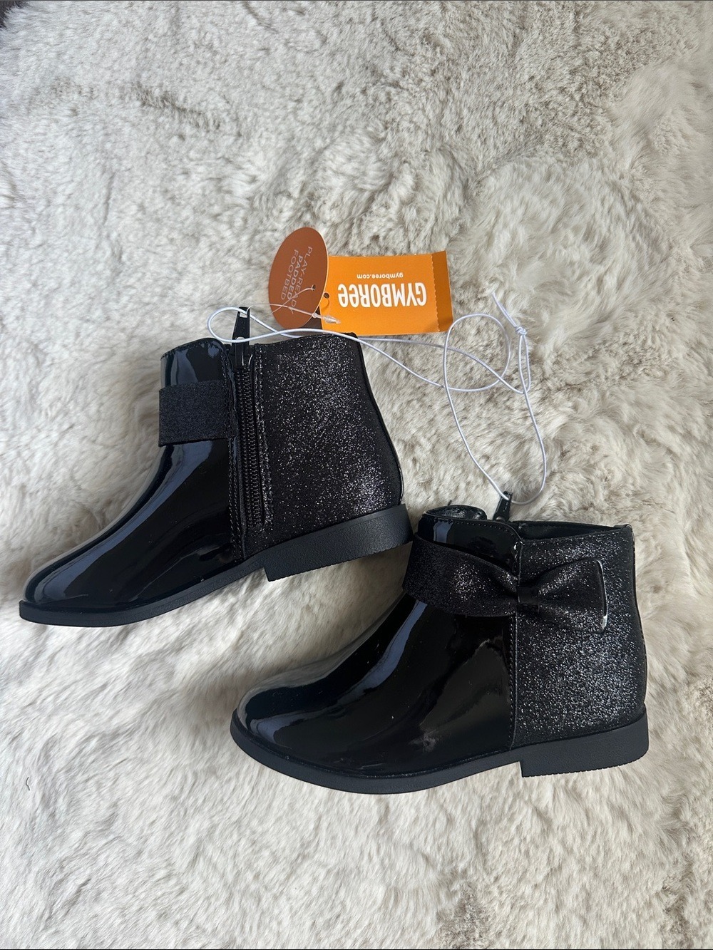 Gymboree Black Glitter Bow Ankle Boots for Kids size 11